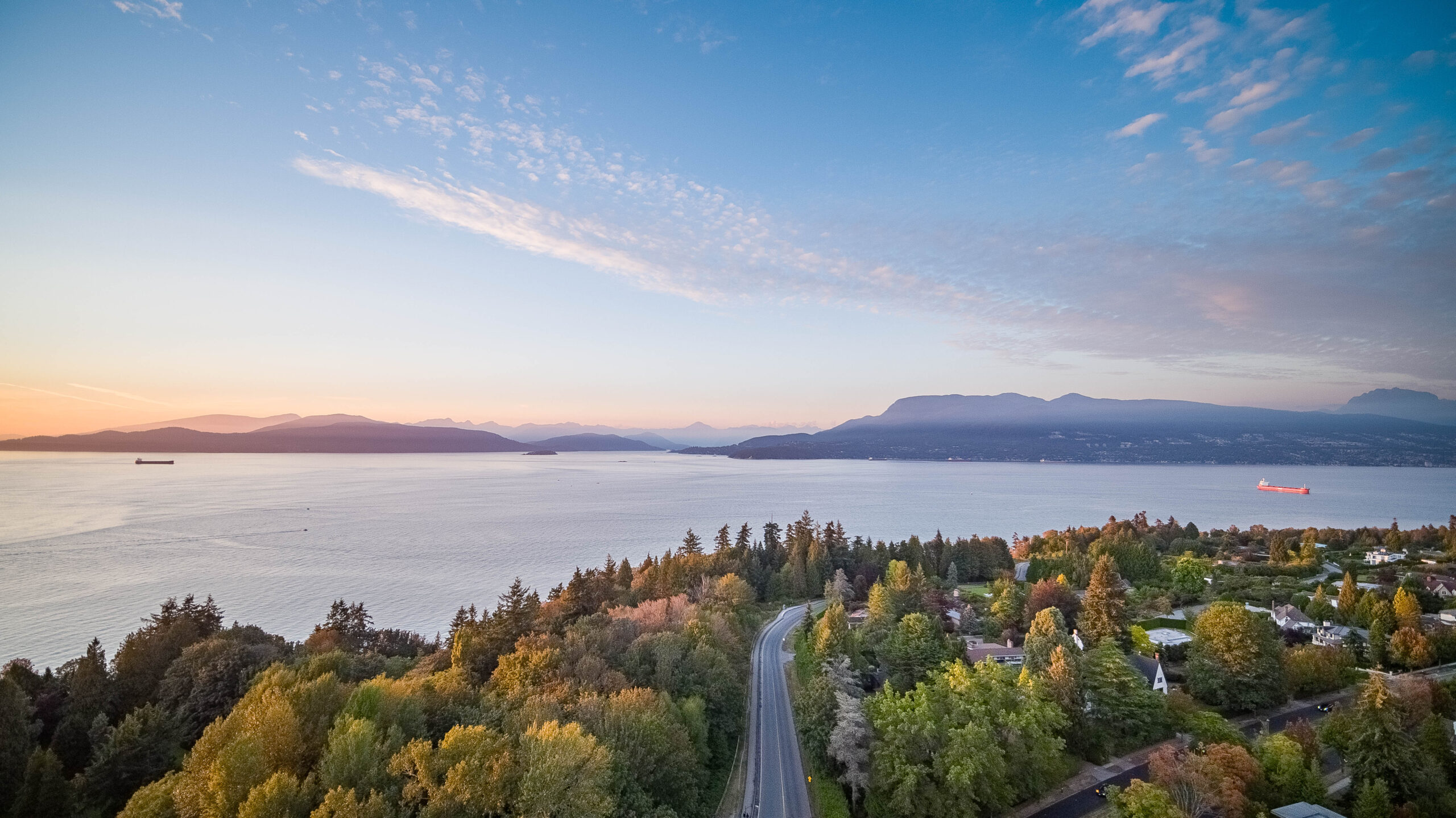 View of the sea and the Rocky Mountains from UBC